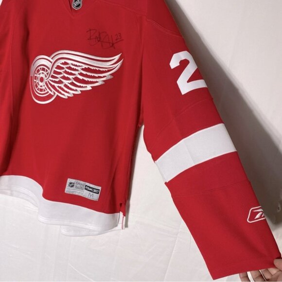 NHL RBK Detroit Red Wings Signed Brad Stuart #23 Red White Hockey Jersey M - Picture 14 of 16